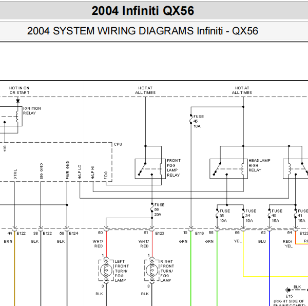 2004年英菲尼迪QX56大灯电路图