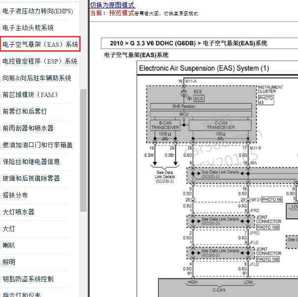2009-2010年现代劳恩斯空气悬架电路图