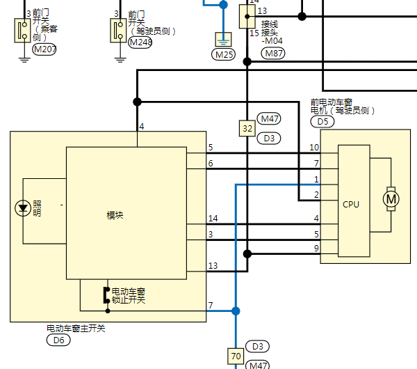 2018年英菲尼迪QX50电动车窗电路图