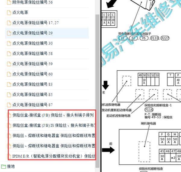 2019年日产奇骏保险丝与继电器资料