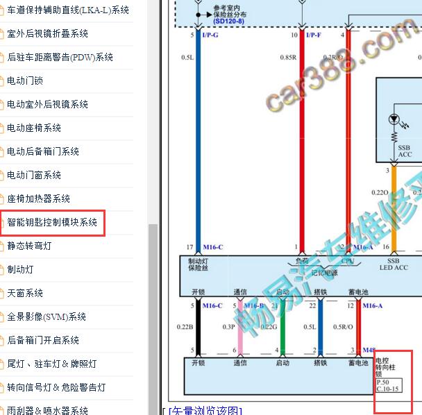 2019-2020年现代途胜转向柱锁电路图