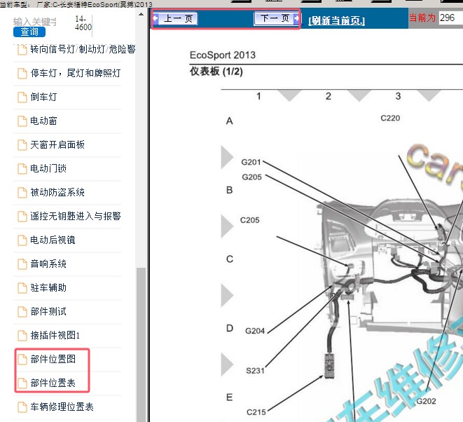 2013年长安福特翼搏模块位置资料