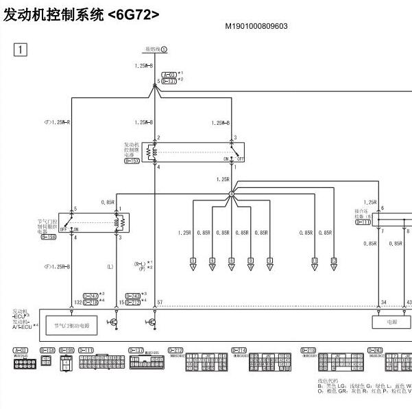2006年三菱帕杰罗发动机针脚图与电路图