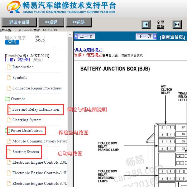 2013年林肯MKT保险丝与继电器位置说明