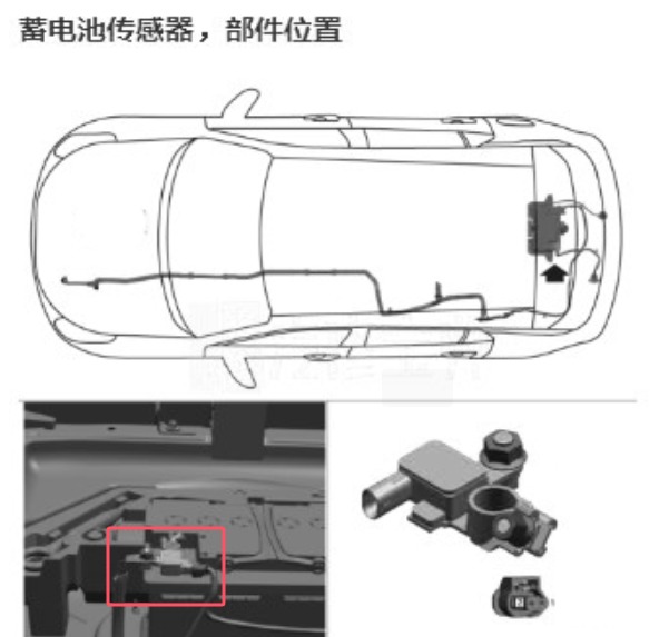2018年领克01PHEV 高压电池传感器位置
