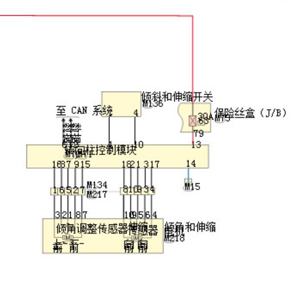 2022年日产艾瑞雅转向柱调节电路图