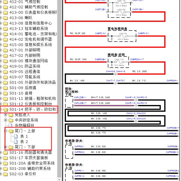 2014年路虎揽胜尾门电路图
