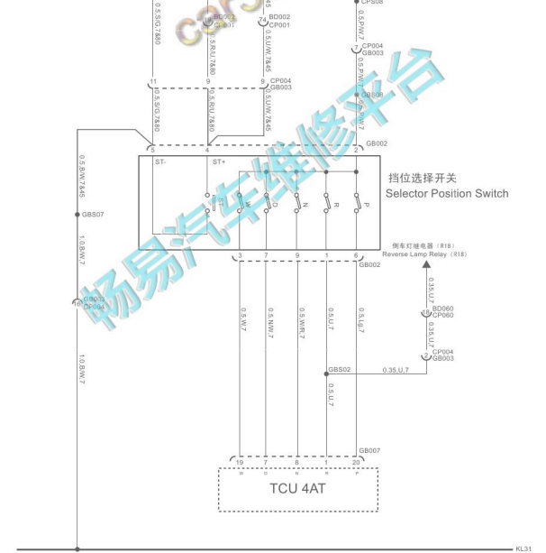 2015年荣威360变速箱档位开关电路图