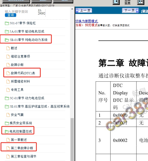 17-19年长安欧力威EV VCU相关故障码表