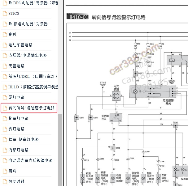 2013-2015年双龙雷斯特转向灯电路图