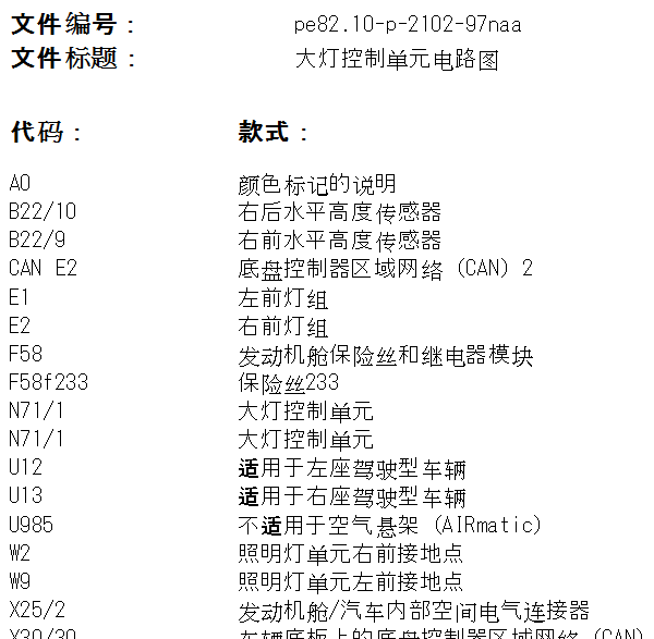 2014年奔驰ML350大灯电路图