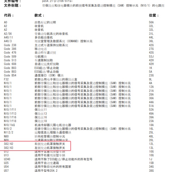 2008年奔驰C300机盖锁电路图