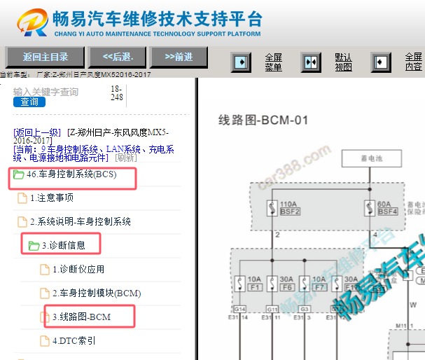 2016-2017年东风风度MX5车身控制系统电路图