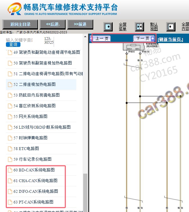 2022-2023年东风风光580网络通讯电路图