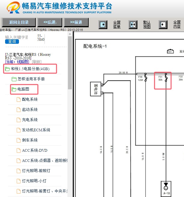 2010-2016年江淮和悦50A保险丝电路图