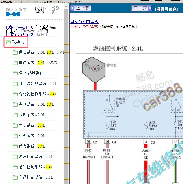 2017年广汽菲克Jeep-自由光 发动机电路图