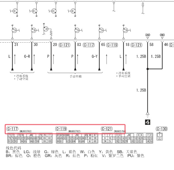 三菱 4G63S4M 发动机电路图和针脚图