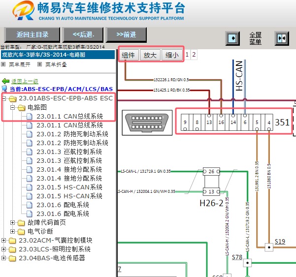 2014年观致汽车观致3 OBD电路图