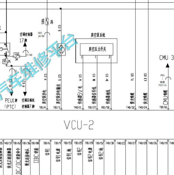2018年北汽新能源EX360制动真空泵电路图