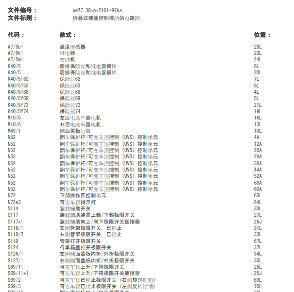 2003年奔驰SL55AMG敞篷电路图