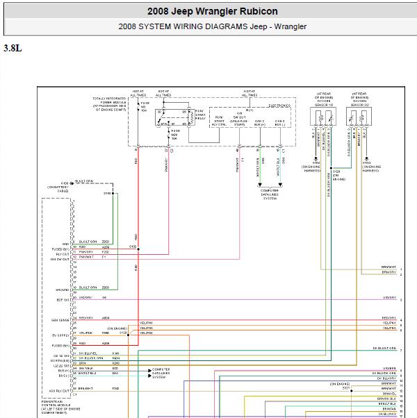 2008年吉普牧马人发动机电路图资料