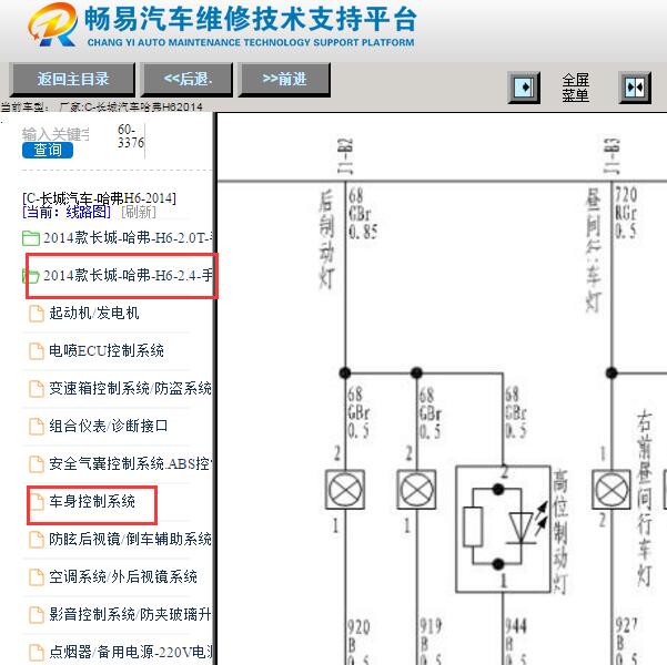 2014年长城哈弗H6刹车灯电路图