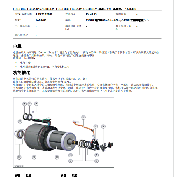 2024年宝马i3eDrive 35L电机保养维修手册