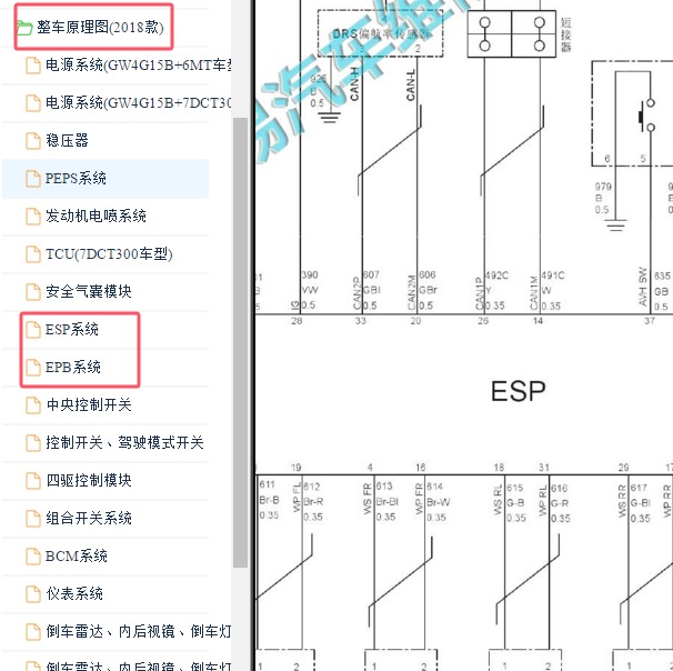2016-2018年长城哈弗H6运动版ABS和手刹电路图