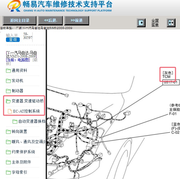 2008年马自达5变速箱模块位置
