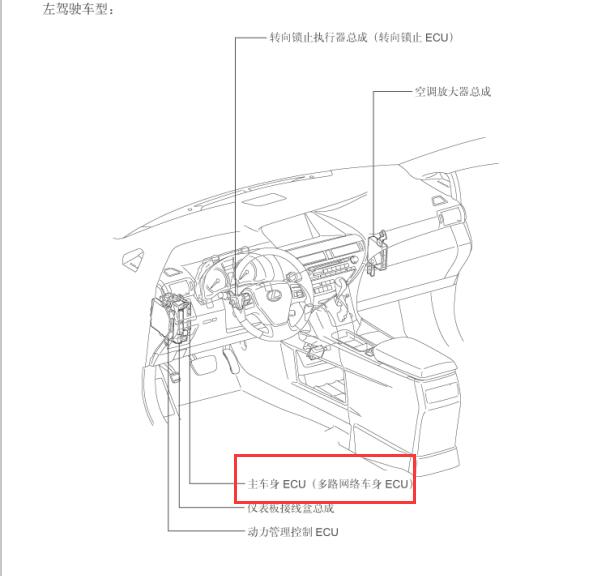 2012年雷克萨斯RX270 BCM模块位置