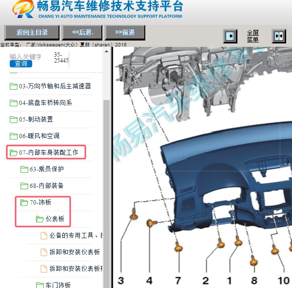 2016年大众夏朗仪表台拆装资料