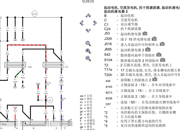 2011年奥迪A6发动机和起动机电路图资料
