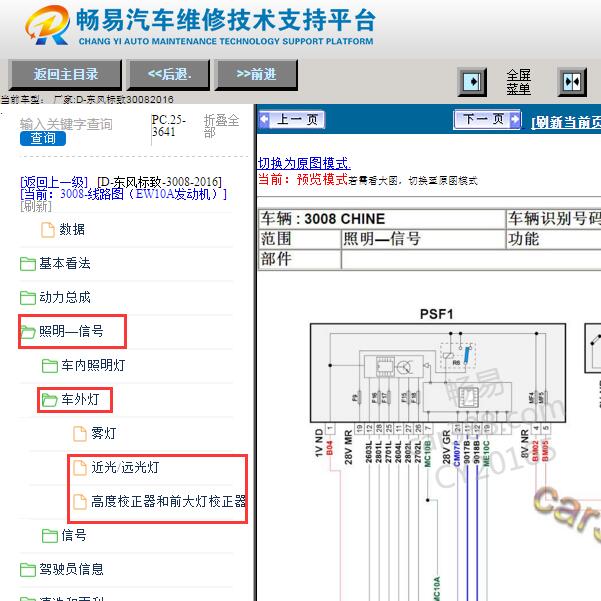 2016年标致3008大灯电路图