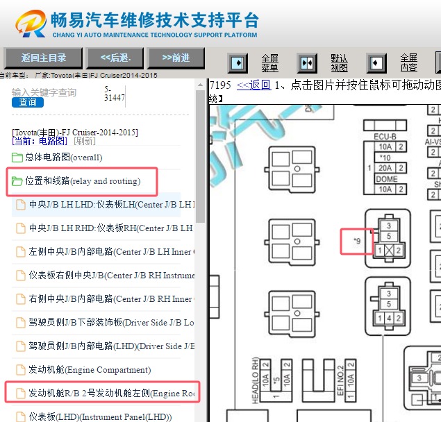 2014-2015年丰田酷路泽燃油泵继电器位置