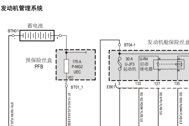 2022年上汽大通D90发动机电路图资料