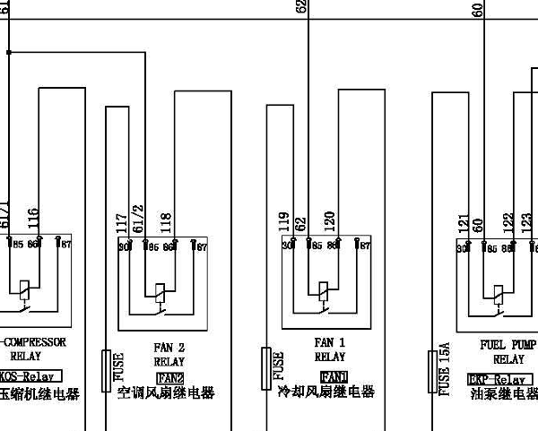 昌河铃木北斗星发动机冷却风扇电路图