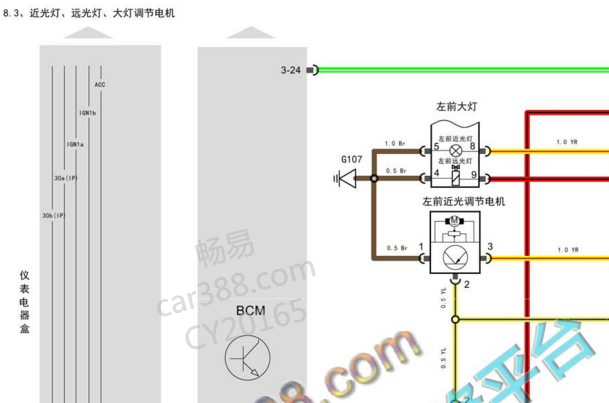 2015年奇瑞艾瑞泽7 大灯电路图