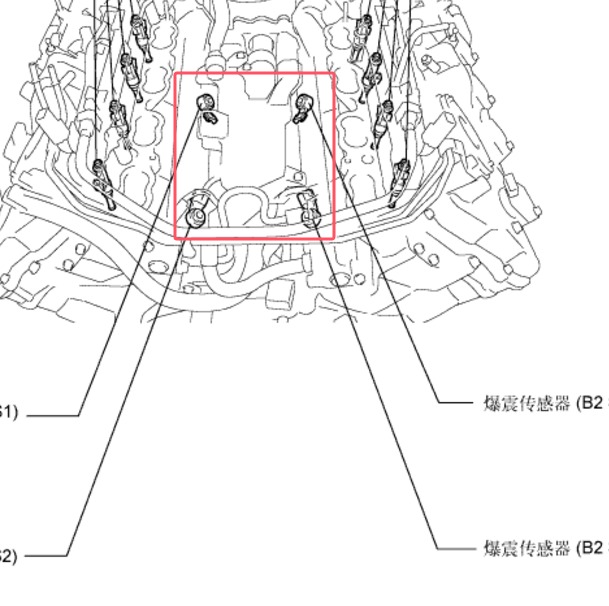 2010年雷克萨斯LS460爆震传感器安装位置