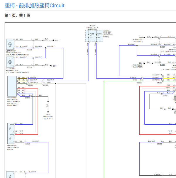 2018年沃尔沃S90座椅加热电路图
