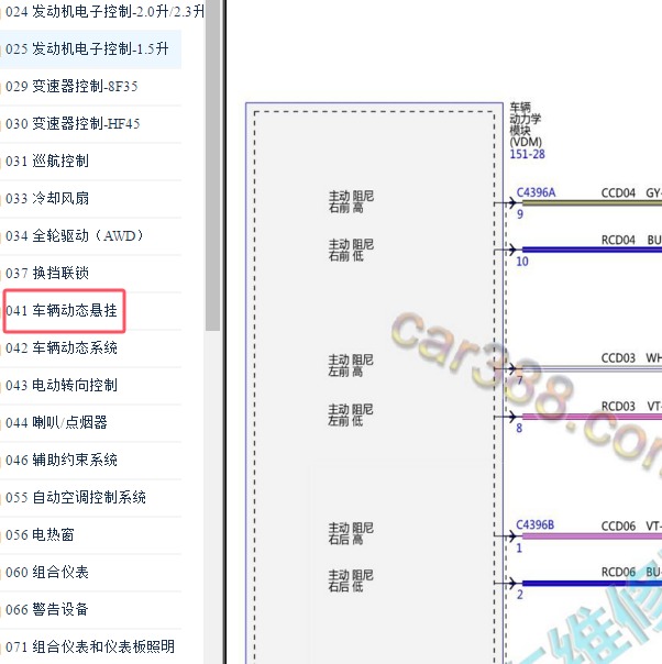 2021-2022年长安冒险家动态悬挂电路图
