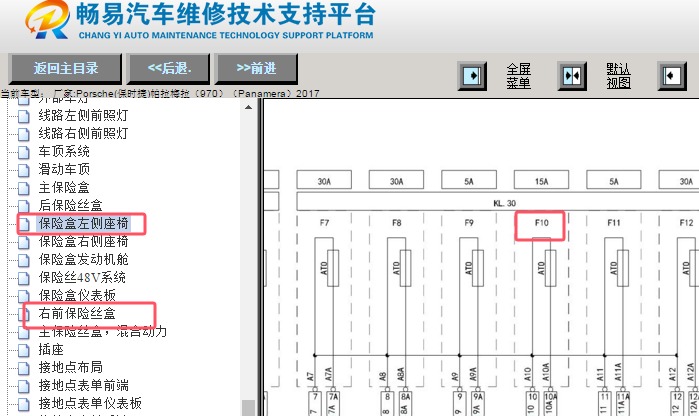 2017年保时捷帕拉梅拉J519保险丝位置资料