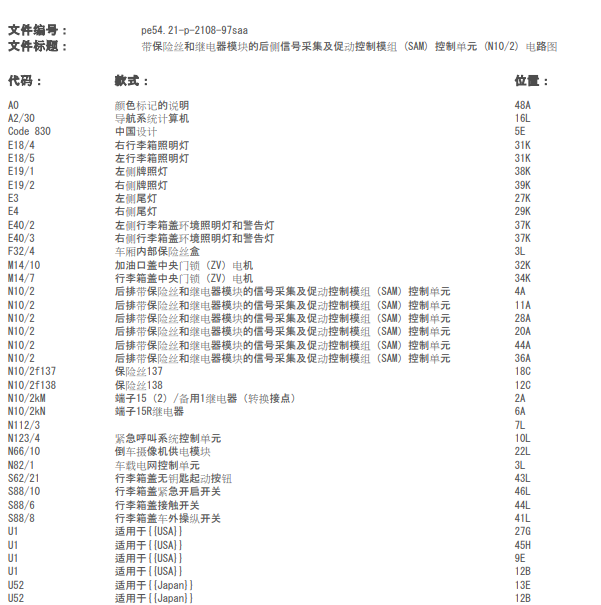 2005年奔驰S350 SAM电路图