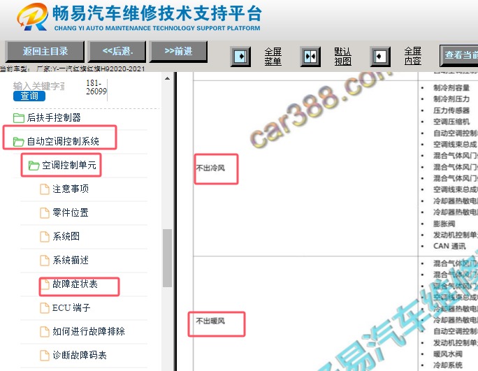 2020-2021年一汽红旗H9风扇不吹冷风/暖风 故障诊断资料