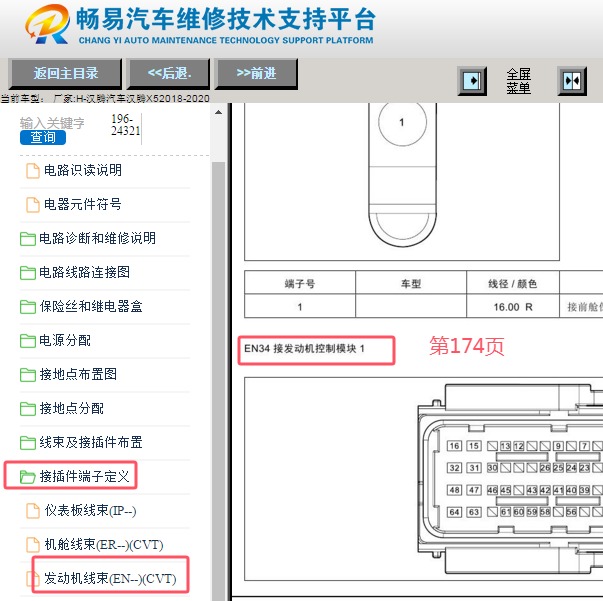 2018-2020年汉腾X5发动机电脑针脚资料