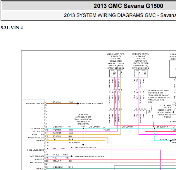 2013年GMC SAVANA发动机电路图
