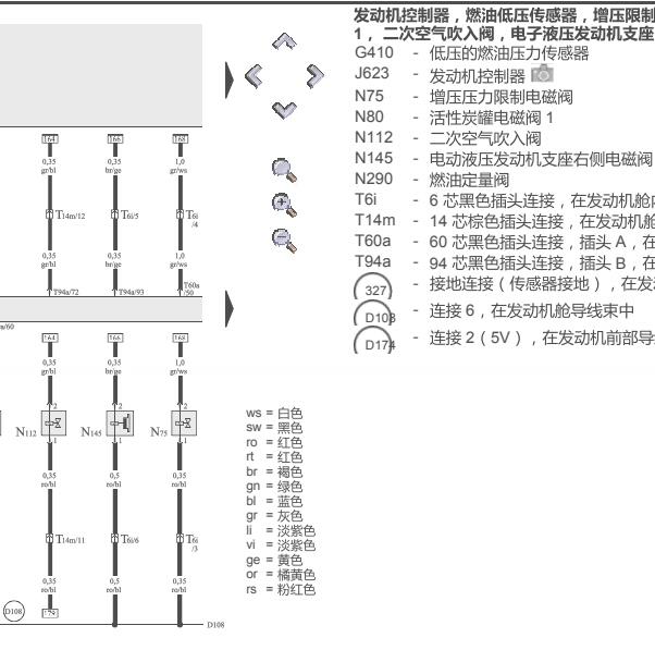 2010年奥迪RS 6发动机燃油系统电路图