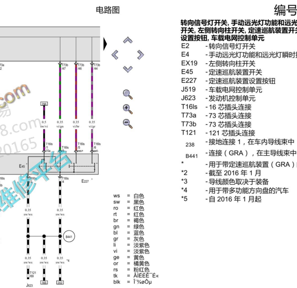 2018年大众速腾转向灯开关电路图