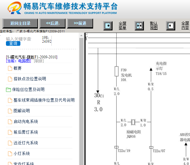 2009-2011年曙光汽车旗胜F1全车电路图资料