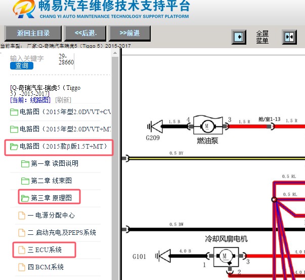 2015年奇瑞瑞虎5发动机油泵电路图