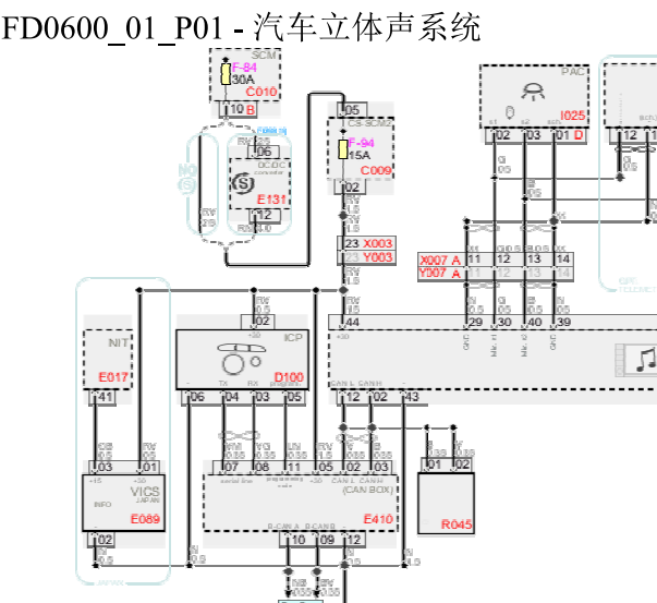 2015年法拉利488GTB音响系统电路图和位置
